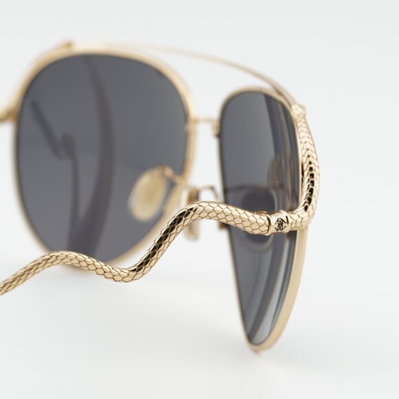 Roberto Cavalli SRC090M 0300 Sunglasses Gold Aviator Frame, Grey Lenses